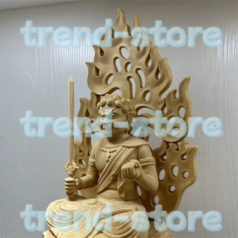 【仏教美術・仏像】檜木製 不動明王 座像 木彫り 細密彫刻 供養品 彫刻工芸品拍卖