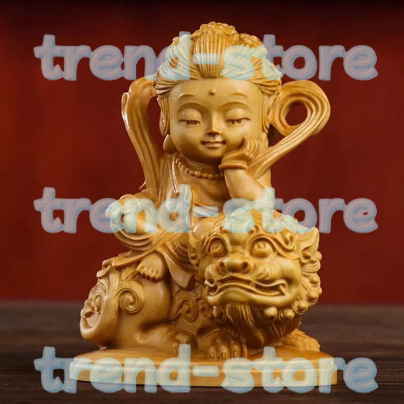 文殊菩薩 普賢菩薩 一式 風水 開運 祈る 厄除け 特上彫 仏像座像 職人手作り拍卖