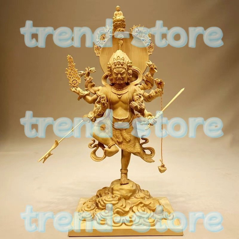 最高級品 烏枢瑟摩明王 置物 一刀彫 手彫り 精密細工 木彫仏像 仏師手仕上げ品 拍卖