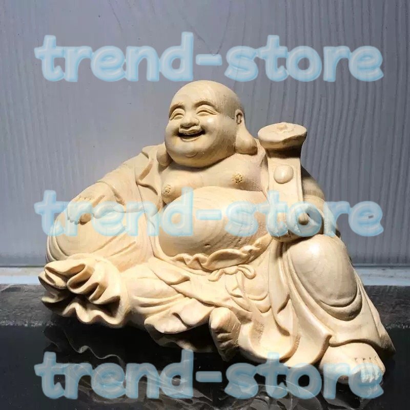 布袋様 置物 木彫り 木製 縁起物 開運 招財 風水 縁起物 布袋尊拍卖