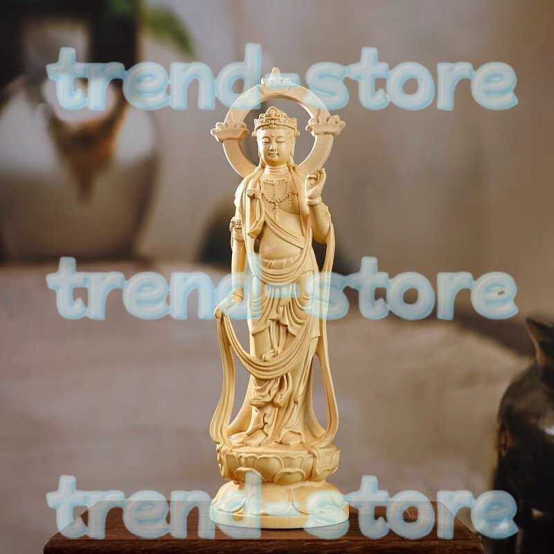 勢至菩薩 勢至菩薩仏像 置物 木彫仏像 木彫り 仏壇 仏教工芸品 開運風水 精密細工 守り本尊 祈る 厄除け 桧木製拍卖