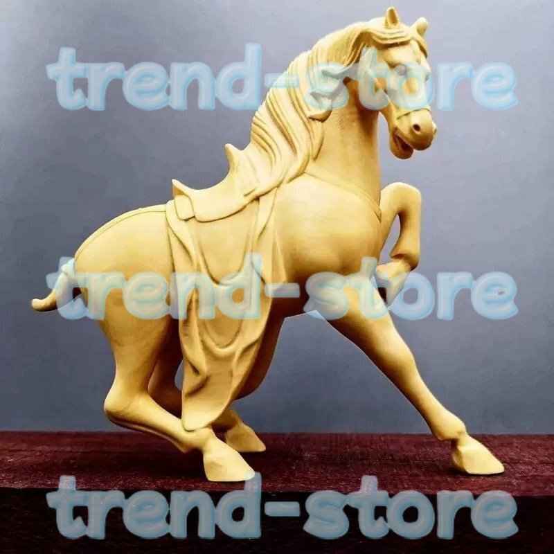 馬の置物 干支 馬 動物 置物 彫刻 天然の木 彫刻 工芸品 装飾品拍卖