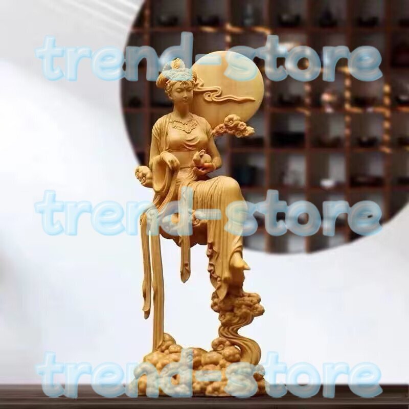 中国神話人物 嫦娥 置物 月神 天女像 木彫り 美人 美術品 飾り物 木製 彫刻 贈り物拍卖