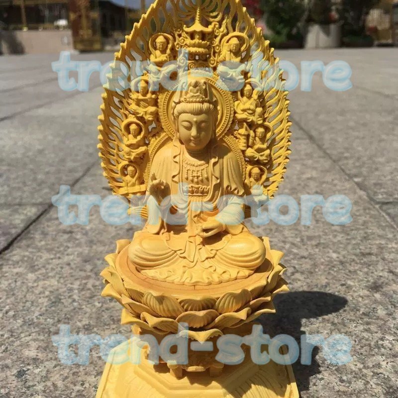 蓮華丸台座 総柘植材 観世音菩薩 観音菩薩 観音像 観音菩薩像 仏像 精密細工 仏壇 仏像拍卖