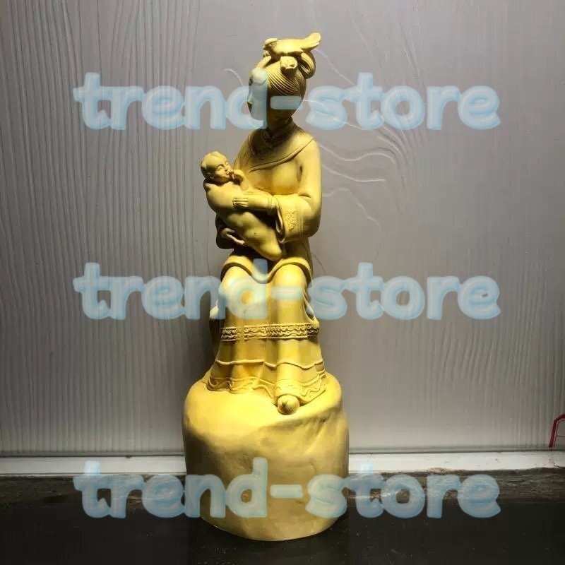 新作 慈母 置物 古美術品 彫刻工芸品 木工細工 手作り 総柘植材 木製 珍品拍卖