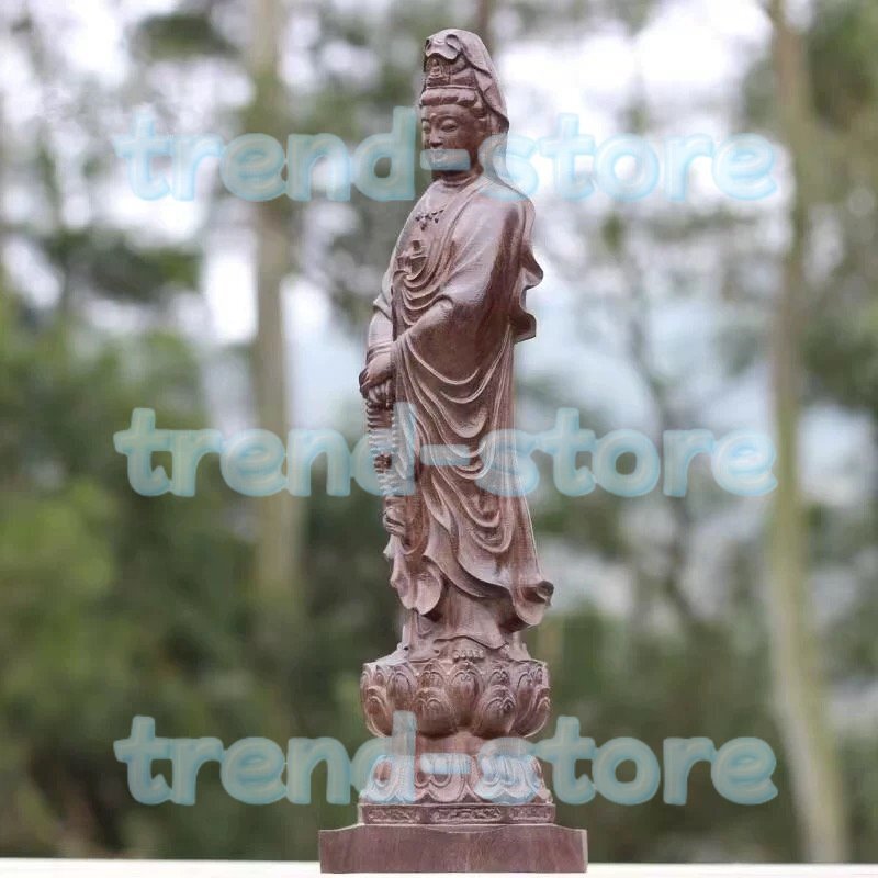 沈香木彫刻 置物 観音菩薩 観音像 置物 彫刻 高さ:30cm拍卖