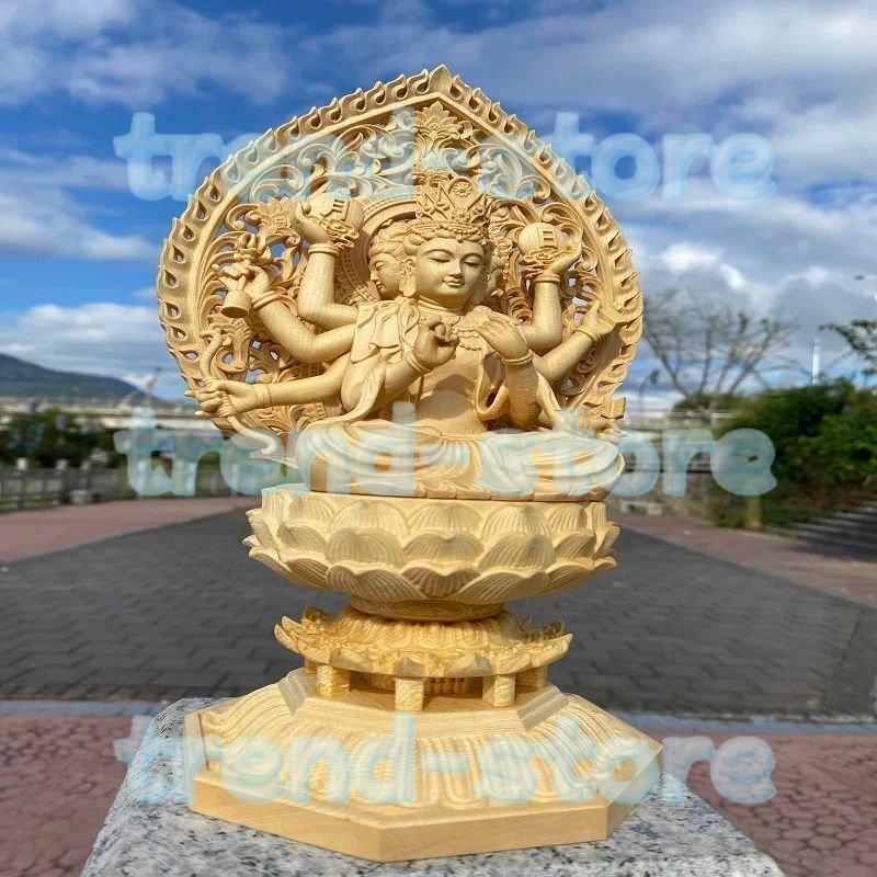 仏像 木彫り 摩利支天座像 守護神 仏壇 本尊 仏像コレクション 桧木製高級木彫り 魔除け 置物拍卖