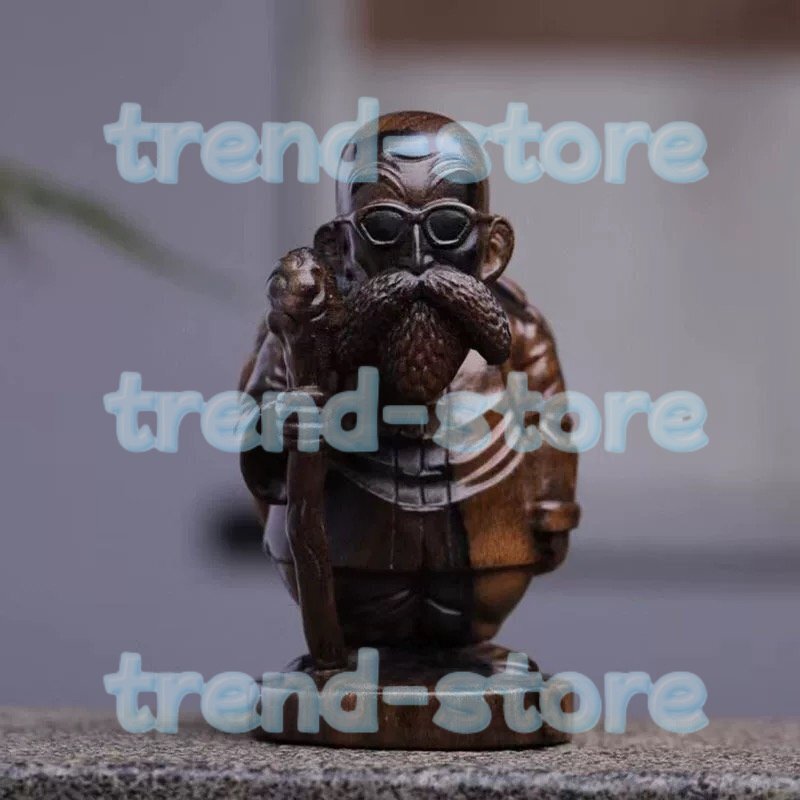 極上◆美品 木彫り 置物 木製 彫刻 【亀仙人】天然木材 フィギュア・コレクタードール (高さ10cm×巾7.5cm×奥行6.2cm) U249拍卖