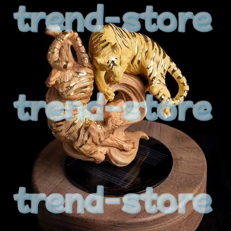 置物 干支 寅 虎 開運 トラ 本金 切金 木彫 美術工芸品 全高約31cm拍卖