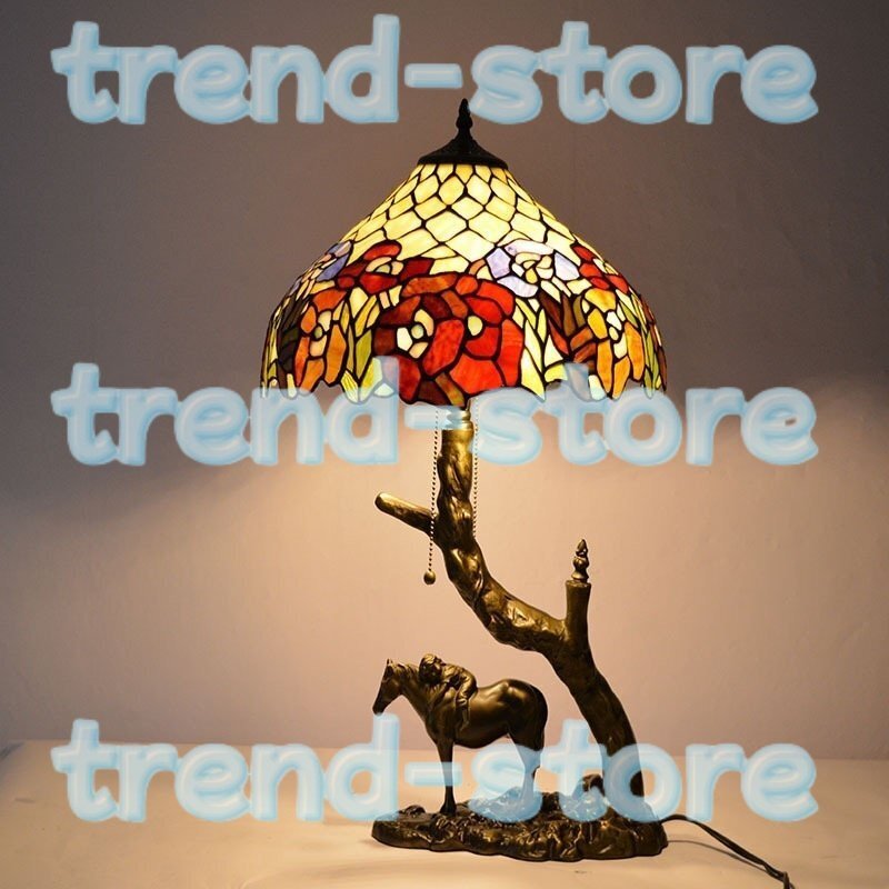 極美品★ 独特 高品質 テーブルランプ ステンドランプ ステンドグラス ティファニー技法 装飾品 照明 インテリア おしゃれ E27拍卖