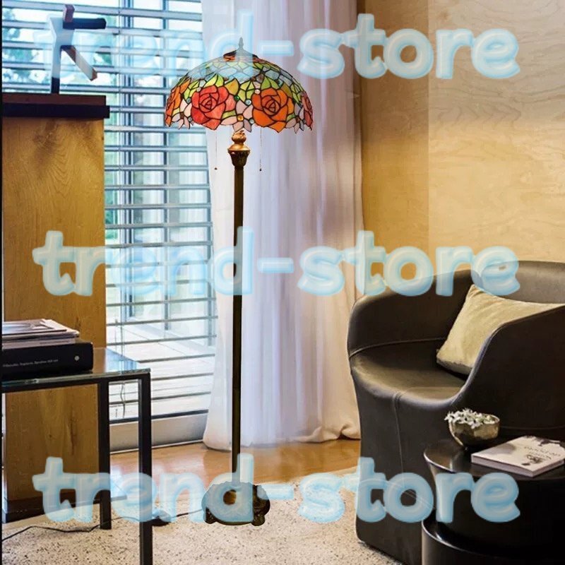 ステンドランプ フロアスタンド花柄 照明 ステンドグラス レトロな雰囲気ティファニー 室内装飾拍卖