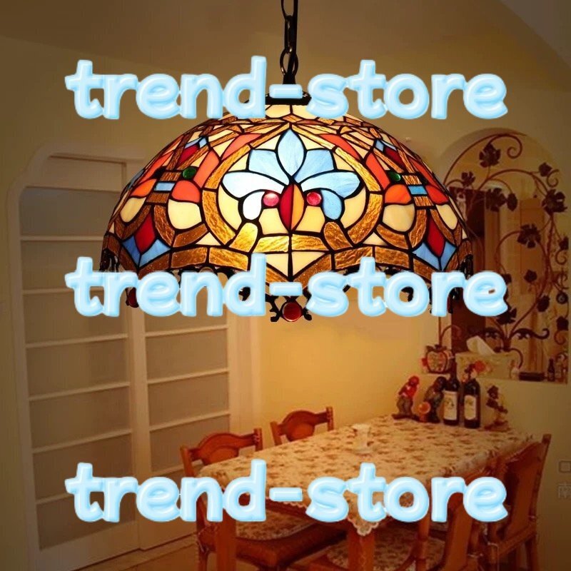 極美品★ステンドランプ ペンダントライト ステンドグラス 照明 ティファニー 花柄 通路用ランプ 装飾品 ベッドルーム用拍卖