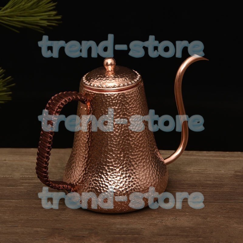 コーヒードリップポット 900ml コーヒーケトル 茶器 細口ポット 銅製 キャンプ コーヒー器具拍卖