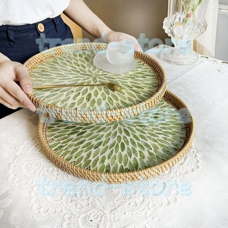 ラタントレー ラタントレイ ラタン 籐 トレー トレイ ディスプレイトレイ コーヒートレイお盆 おぼん 小物入れ インテリア 円形拍卖