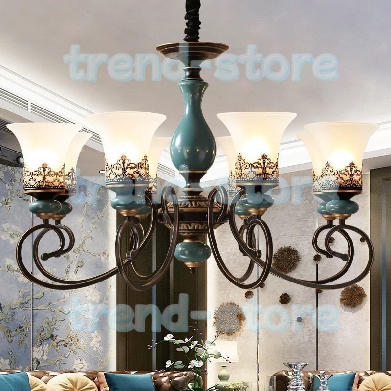 ヨーロッパスタイルシャンデリア ライト 鉄シャンデリア ランプ レストランシャンデリア ベッドルーム 照明 8灯拍卖