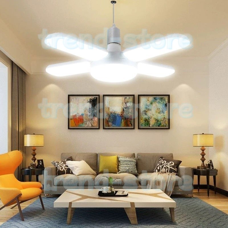 LEDシーリングライト ガレージライト E27 5灯式 昼白色 現場用ライト 折りたたみ式 シンプル 工事不要 角度調節可拍卖