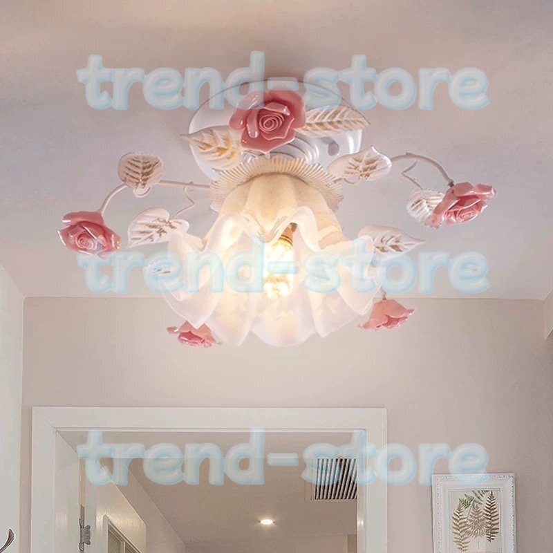 美品★個性あり★可愛いアンティーク調・薔薇シャンデリア 天井照明 ペンダントライト ★拍卖