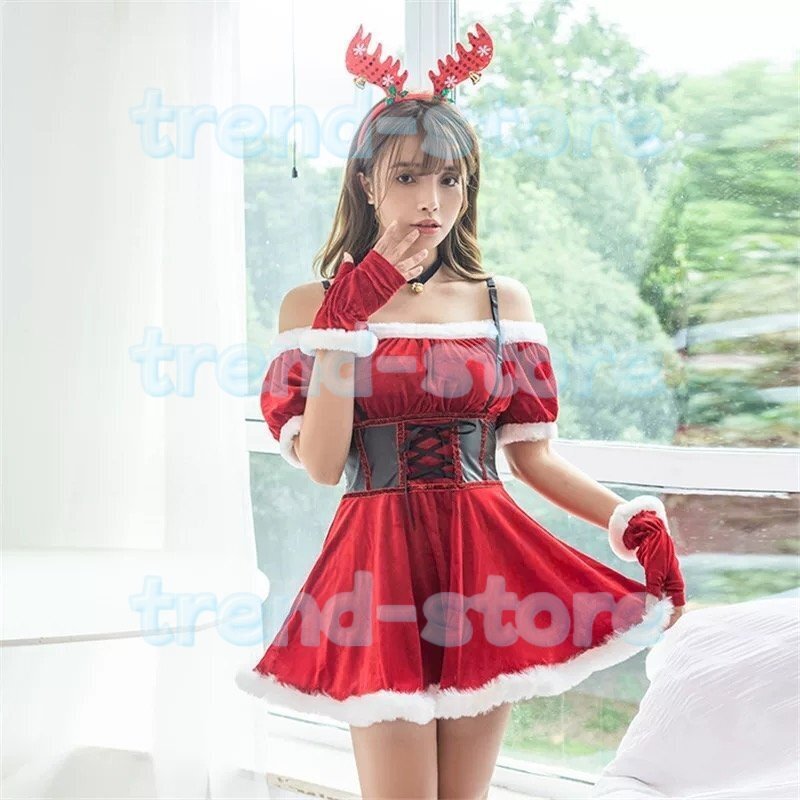 コスプレ サンタ クリスマス レディース セクシー 仮装 サンタコス 可愛い サンタクロース 衣装 女性 コスチューム ワンサイズ 部品を付属拍卖