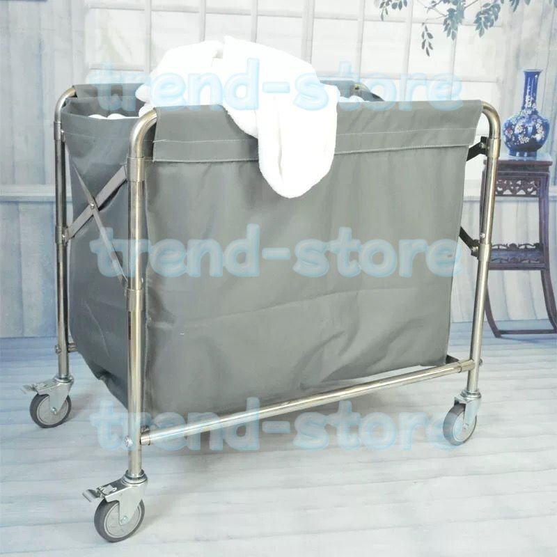 ホテルリネンカート 折りたたみ式 業務用 ランドリーワゴン サービスカート 多目的 ダストカート付布袋 リネンカート ホテル清掃台車拍卖