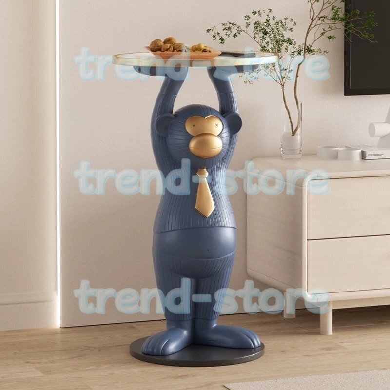 富の幸運の置物 クリエイティブモンキースタティュー樹脂ホーム家具装飾多機能コーヒーテーブル床装飾/大型サルとトレイ 風水家の装飾ギフ拍卖