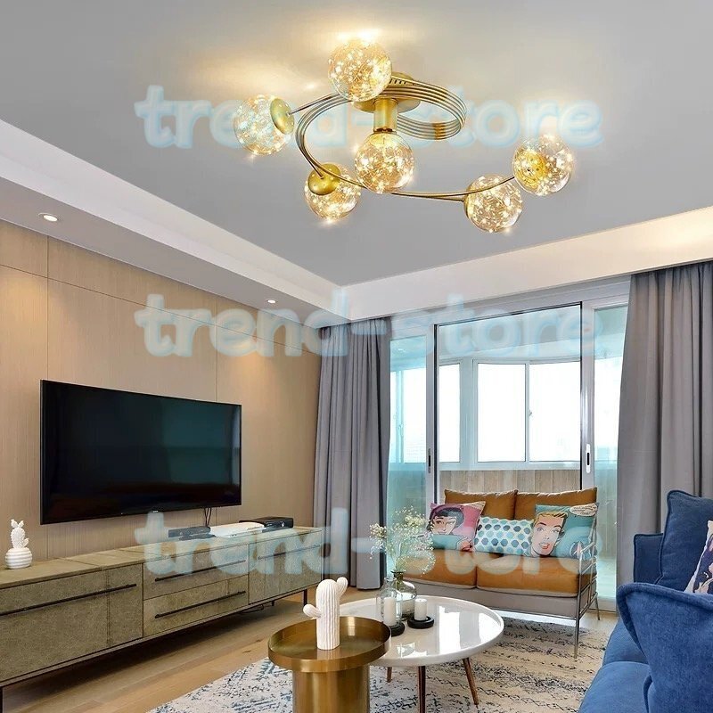 新品 北欧 電球玉付 6灯ペンダントライト新品シャンデリアLEDランプ天井照明器具シーリングライト6灯拍卖