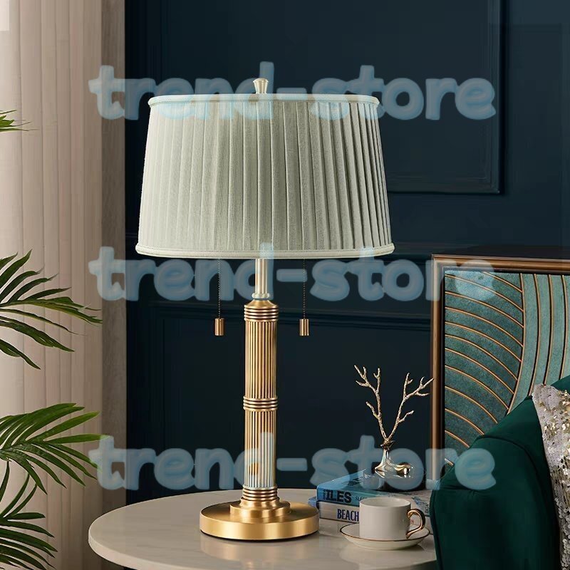 布シェード テーブルランプ アンティーク調 ライトアメリカ モダンインテリア 寝室 ランプ ベッドサイドランプ 卓上スタンド拍卖
