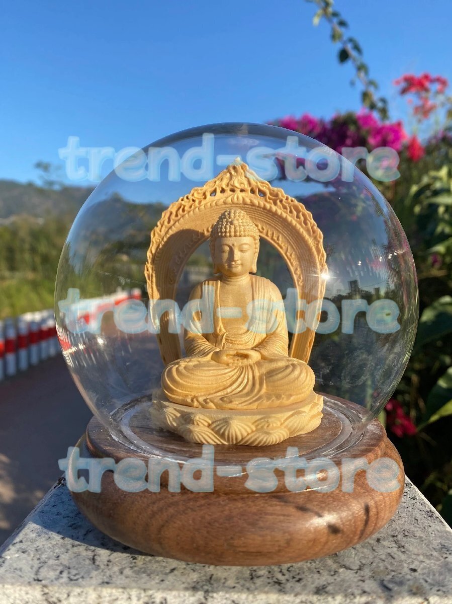 仏像 菩薩仏像 観音菩薩像 檜木 木彫り 仏具 (約)高12cm×幅8cm×奥行12cm拍卖