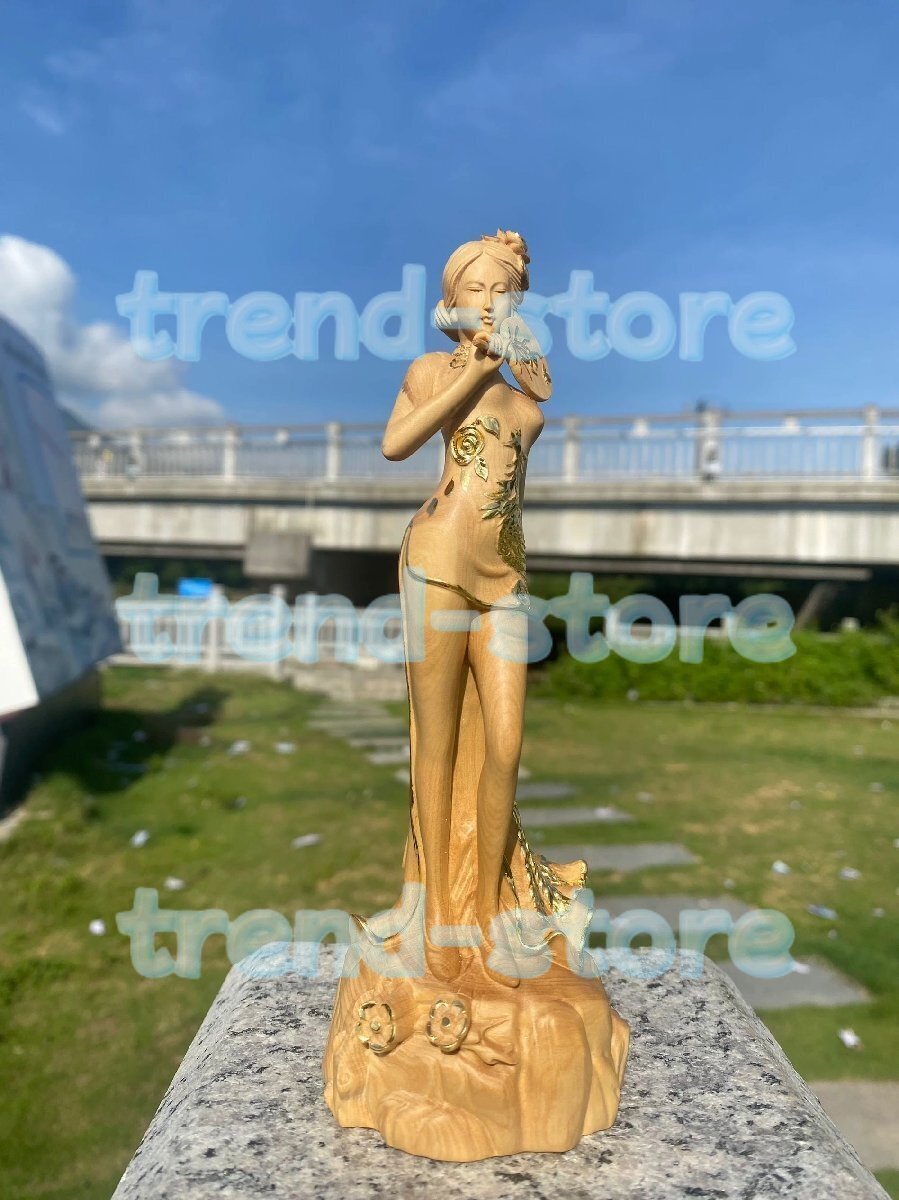 極上彫 美人立像 美女像 切金 精密彫刻 美品 木彫り 置物拍卖