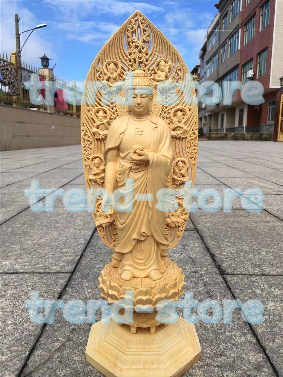 仏像 阿弥陀如来立像 阿弥陀如来 阿弥陀仏 木製仏像 開運風水 精密彫刻 木彫仏教 仏師で仕上げ品 如来拍卖