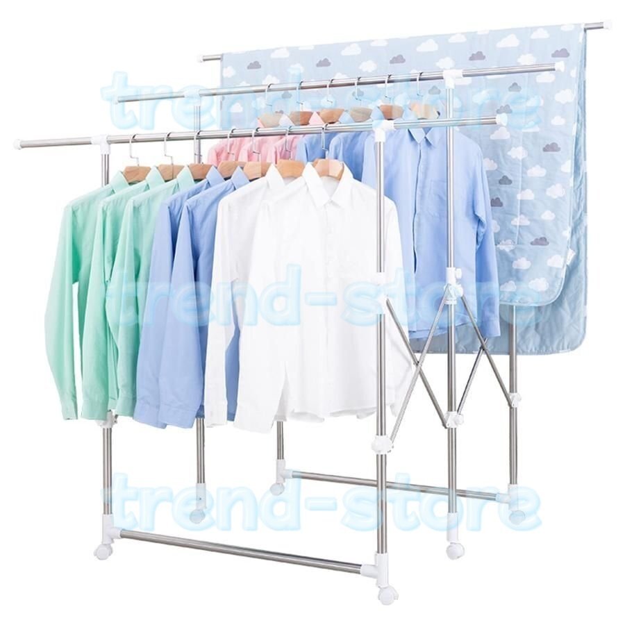 洗濯物干し 室内物干し 物干しラック 伸縮式 折りたためる ステンレス製 ベランダ 物干しスタンド 布団も干せる 多機能物干し 組み立て簡単拍卖