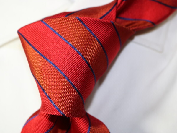 【新品/伊】ls16504/サルトリアred&blue milano絶品ハンドメイドレジメンタルネクタイ拍卖