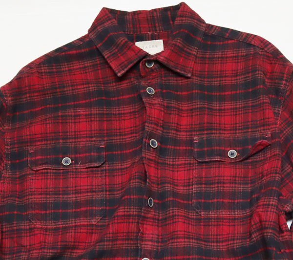 LS53織りネルシャツアメリカ古着アウトドアシャツ長袖シャツ裾マチ付ワークシャツXXLビッグサイズ赤系x黒系他チェックシャツ/オールド&レ拍卖