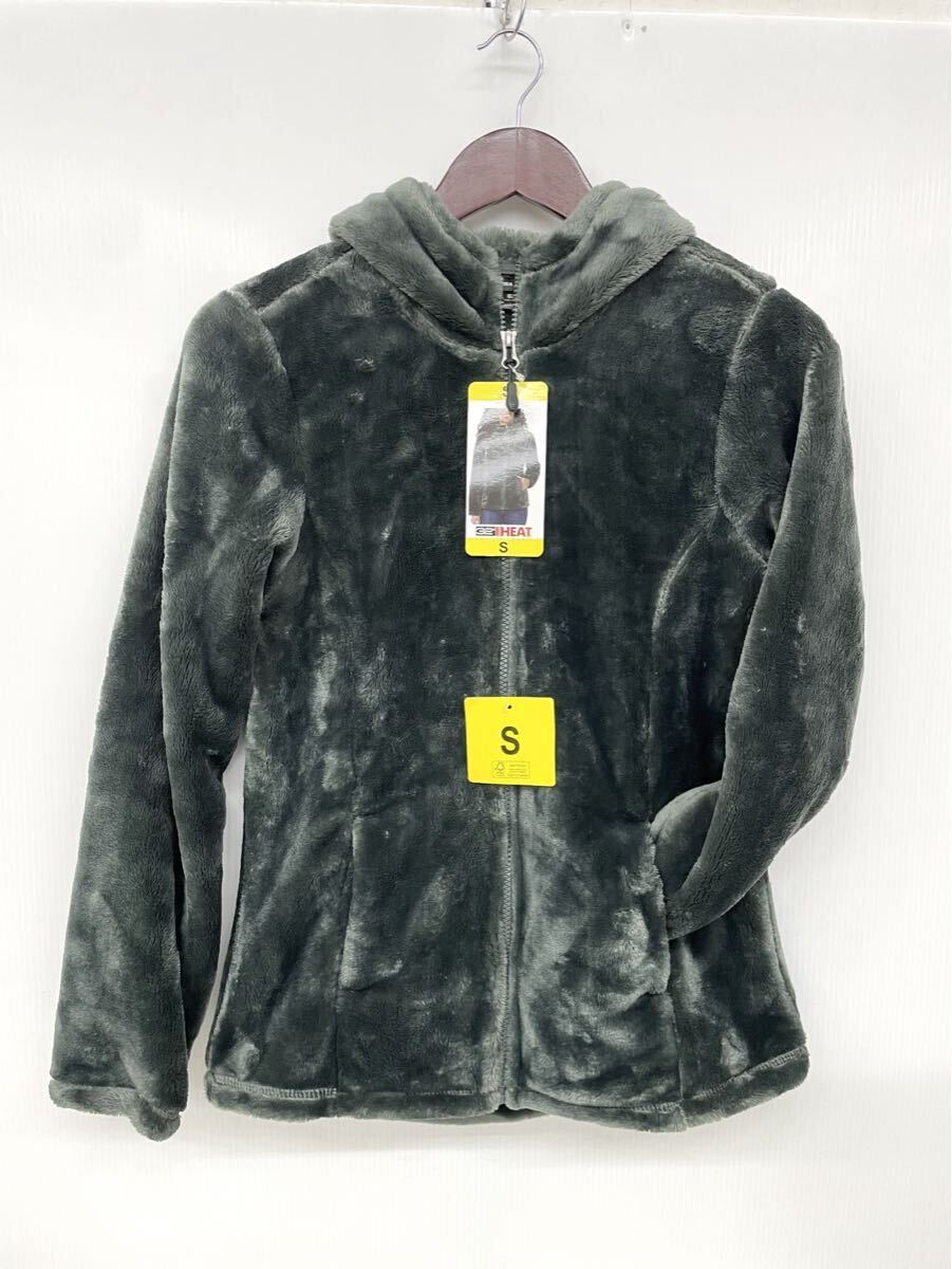 新品■32°HEAT レディース もこもこ フルジップ パーカー S 濃 グリーン 防寒 拍卖