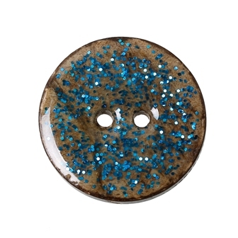 TT-ココナッツボタン1個(エナメルブルー系キラキラ)ナチュラル素材ココナツボタン木の実ボタンソーイング手芸材料25mm拍卖