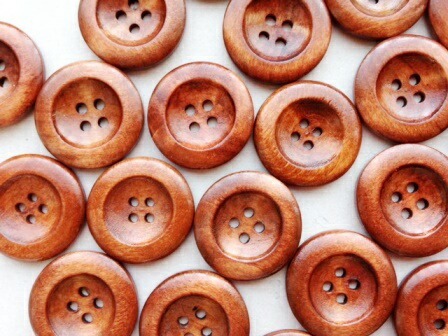 TT-クラフトボタン木製ボタン(ブラウン)4つ穴ウッドボタンサイズ25mm 10個入拍卖