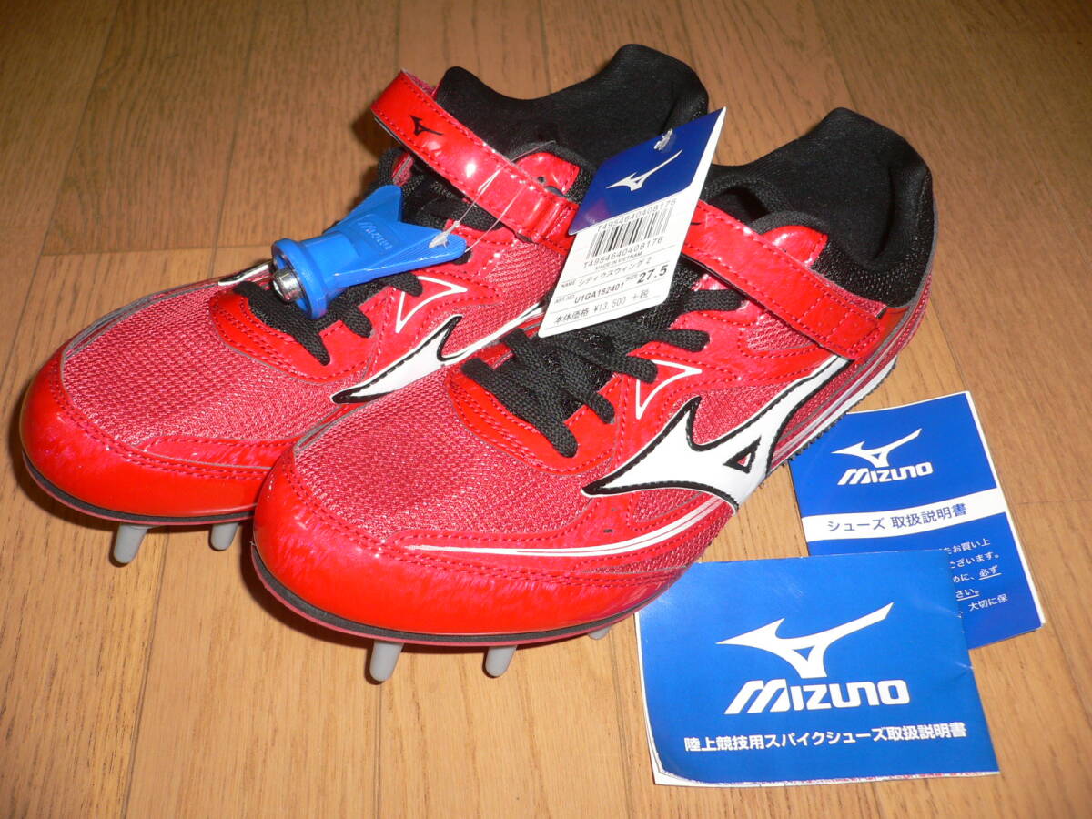 新品 ミズノ 陸上競技 スパイクシューズ シティウイング2 U1GA182401 レッドxホワイトxブラック 27.5cm MIZUNO CITIUS WING 2 27.5センチ拍卖