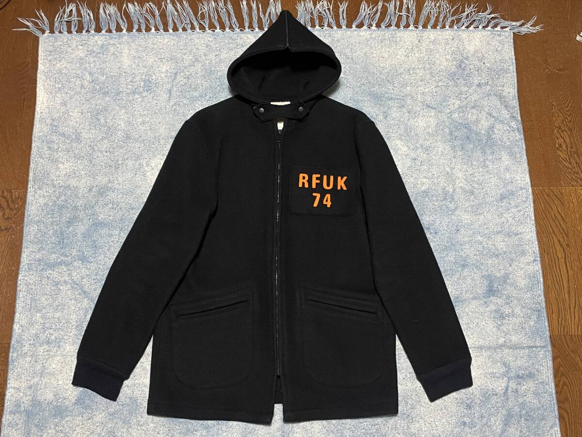 RAW FUDGE ローファッジ メルトンウール カデットコート M ブラック 日本製 黒 ミリタリー カバーオール ジャケット スタジャン US NAVY拍卖