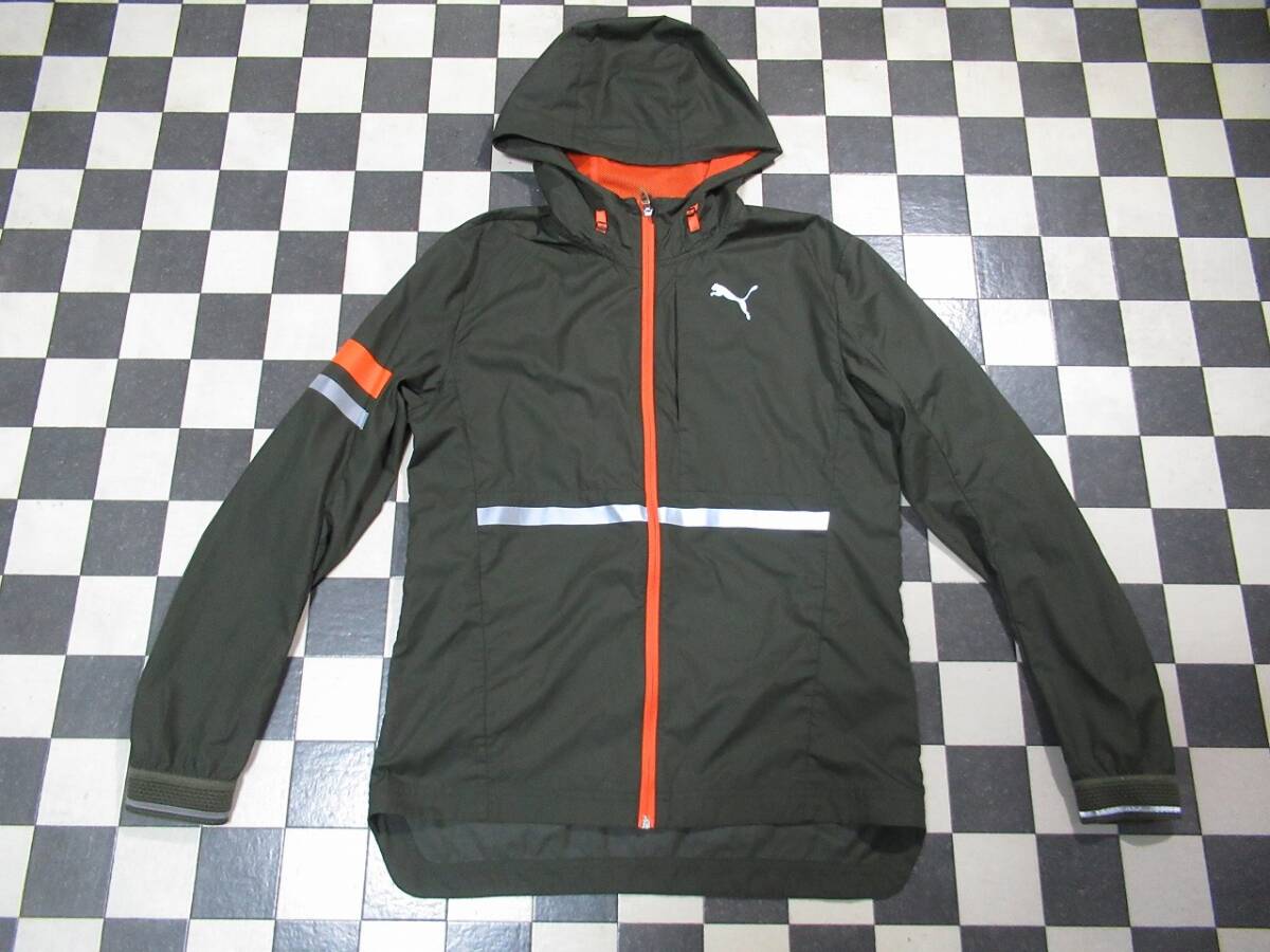 ★PUMA /プーマ★美品 S IGNITE RUNラストラップジャケット リフレクティブロゴプリント カーキ 防風素材WINDCELL拍卖