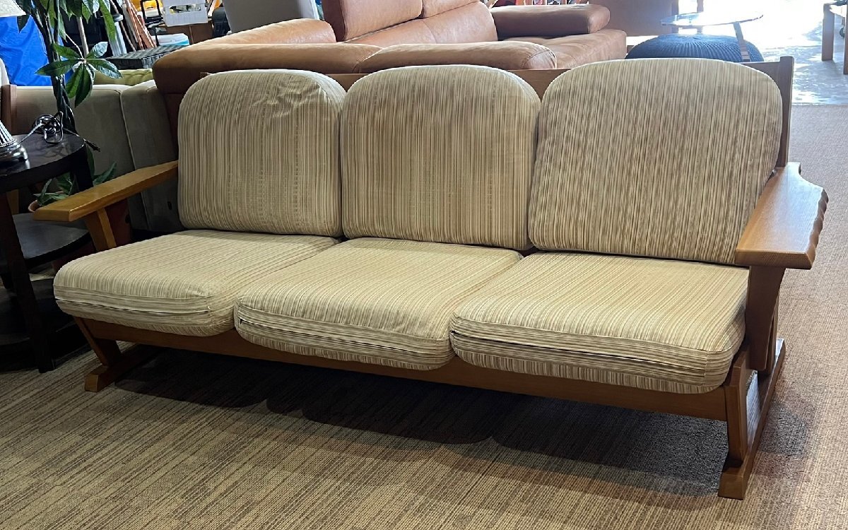 ★ HIDA 飛騨産業 キツツキ 3人掛け ソファー 木枠 長椅子 札幌拍卖