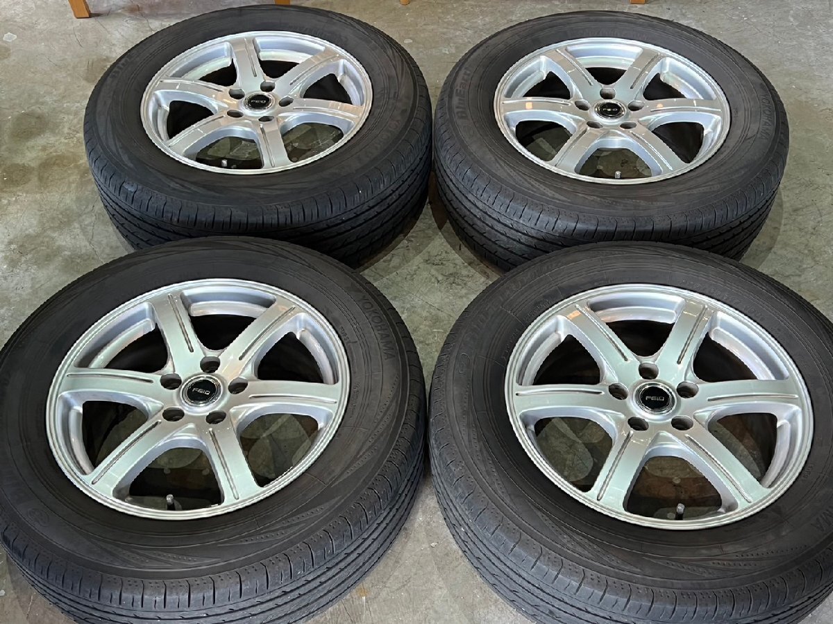 □ FEID 17インチホイール 5-114.3 IS45 7J ヨコハマ ブルーアース RV-02 225/65R17 19年 4本セット 札幌 丘 T-1669 ★拍卖