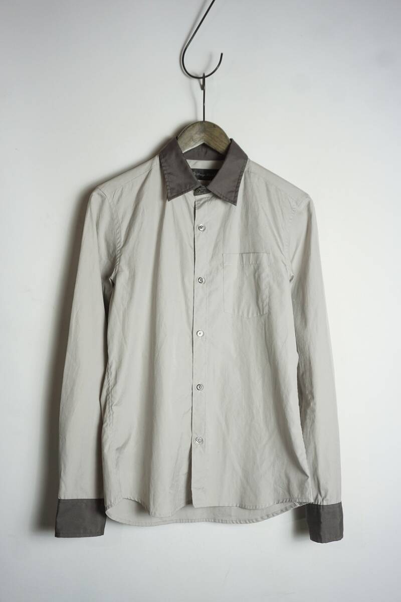 正規 LOUNGE LIZARD ラウンジリザード ブロード クレリック 長袖 コットン シャツ HAG 4111 4077 灰 サイズ2 本物 120P★1拍卖