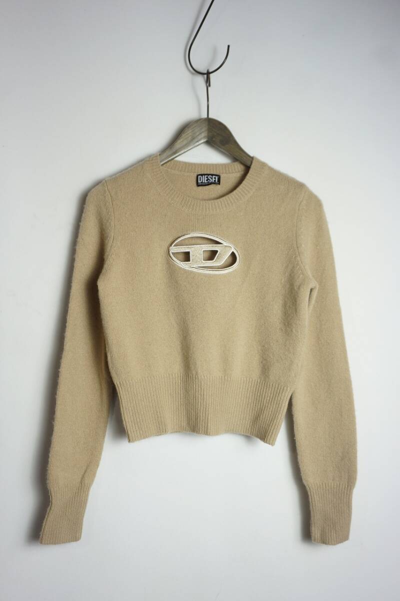 美品 23AW Diesel ディーゼル M-Areesa プルオーバー カシミヤ混 ロゴ ニット セーター Dロゴ 茶 サイズS 本物 430O★1拍卖
