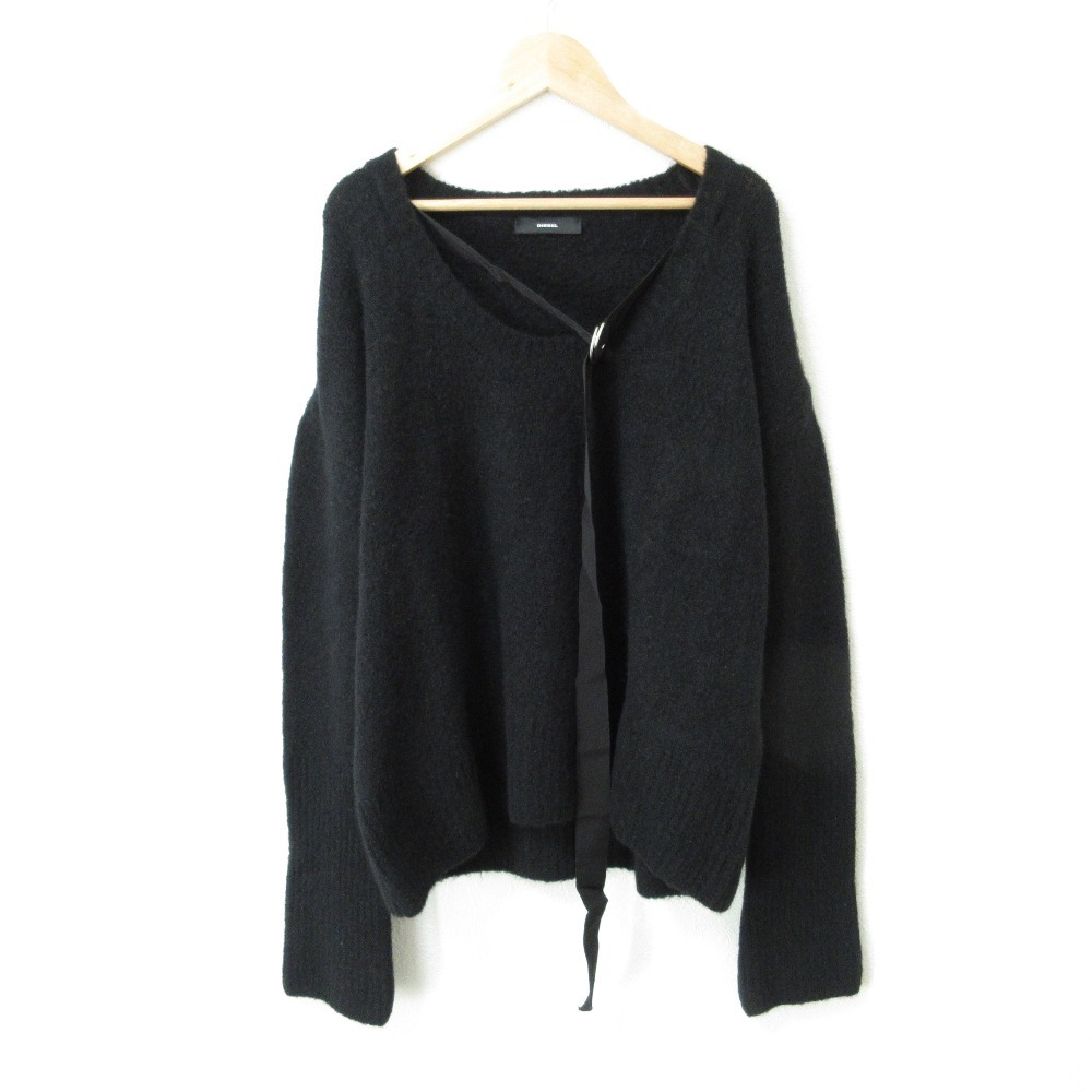 美品 DIESEL ディーゼル ALPY アルパカブレンド ストレッチ ネックベルト 長袖 プルオーバー ニット セーター XXS ブラック拍卖