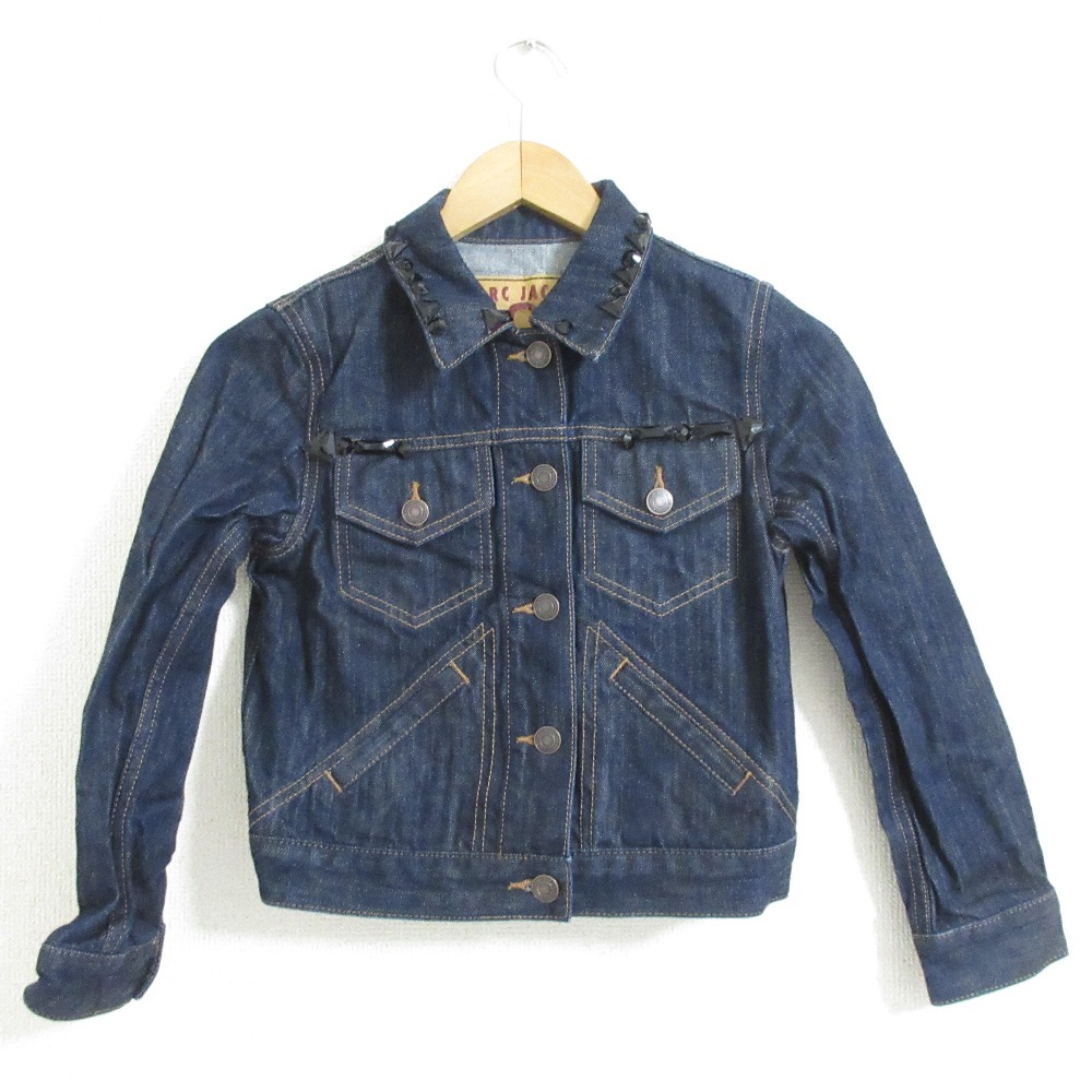 MARC JACOBS マークジェイコブス SHRUNKEN DENIM JACKET ビジュー装飾 デニムジャケット Gジャン ブルゾン サイズ XS インディゴ拍卖