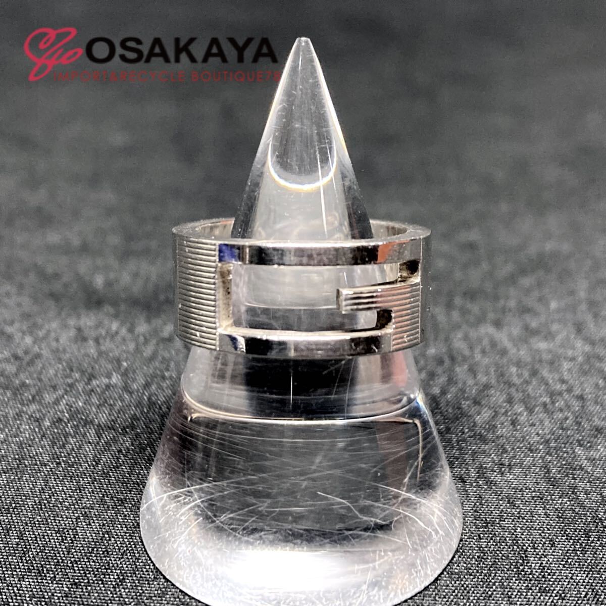 中古 GUCCI ブランデッド Gリング シルバー 11号 グッチ アクセサリー 小物 ユニセックス SV925 銀製品 プレゼント【送料全国一律185円】拍卖