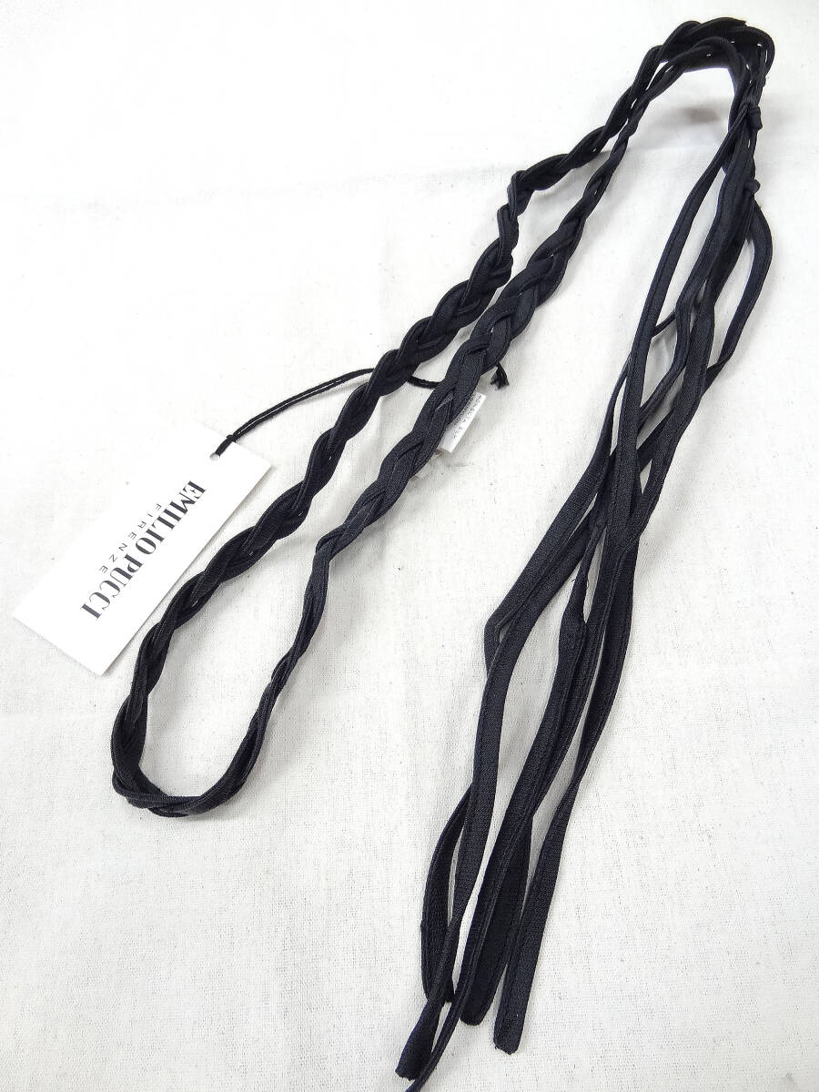 新品 タグ付 EMILIO PUCCI エミリオプッチ 90S イタリア製 コットン シルク ナイロン ウーブン オーバー ベルト アクセサリー 小物 レア 黒拍卖