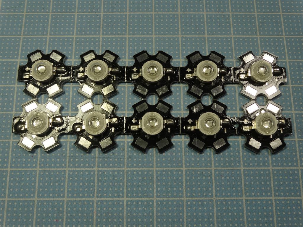 ● 青色LED 高出力3W(450nm) ヒートシンク付 10個セット【送料140円~】07拍卖