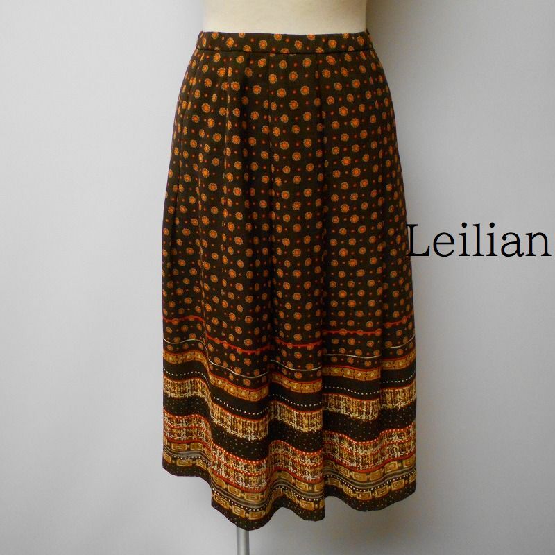 927858 Leilian レリアン 茶系柄 スカート 9拍卖
