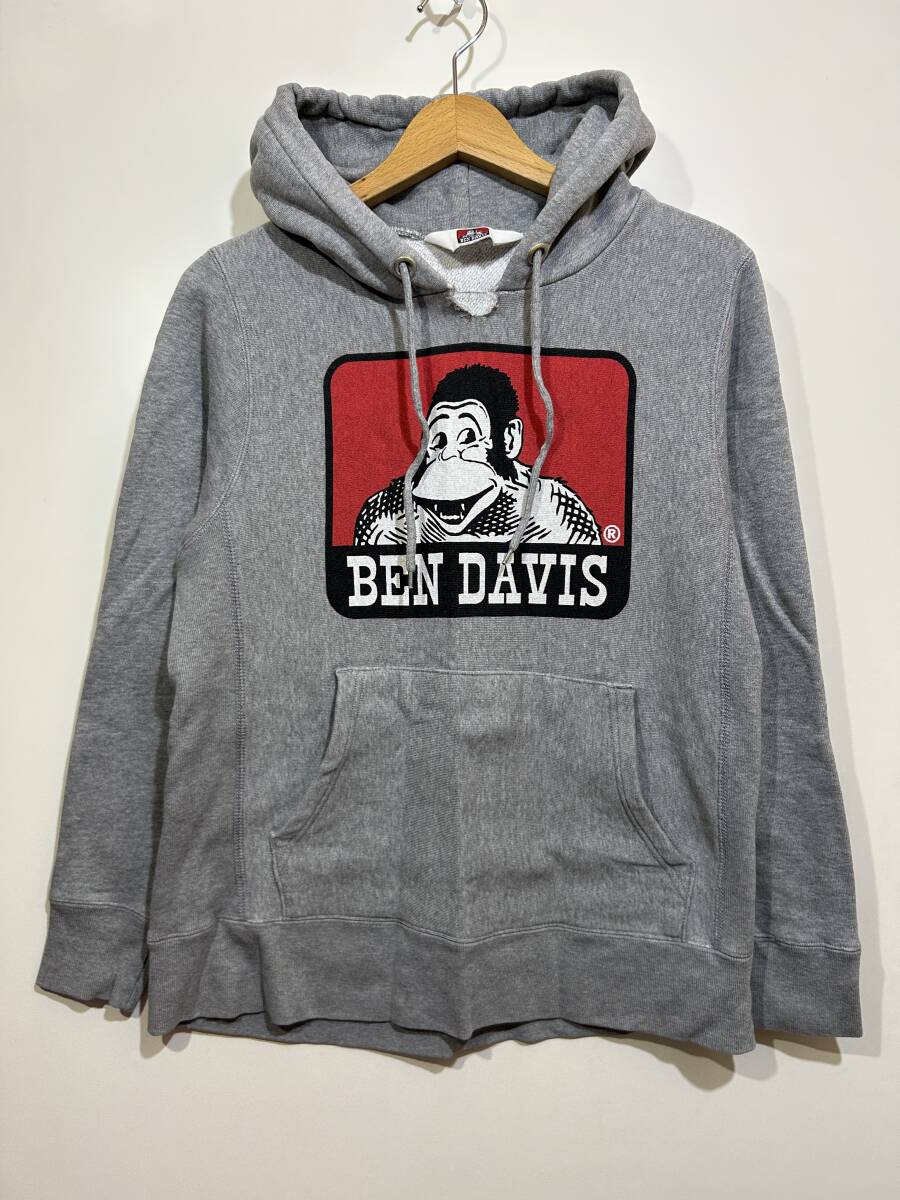 ★ BEN DAVIS ベンデイビス スウェット プルオーバー パーカー ゴリラ ロゴ サイドリブ グレー M ストリート アメカジ 裏起毛拍卖