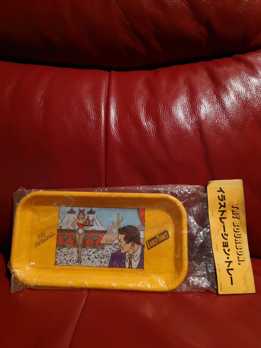SUNTORYサントリーTRY BOURBON イラストレーショントレイ中山泰当時物 昭和レトロ 缶ペン未開封品未使用品企業物お酒パブスナック居酒屋拍卖